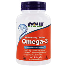 Load image into Gallery viewer, NOW Foods Omega-3 Molecularly Distilled Fish Oil -100 Softgels
