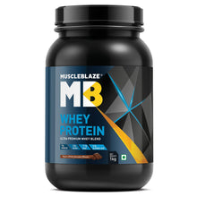Load image into Gallery viewer, MuscleBlaze 100% Whey Protein, Ultra Premium Whey Blend (Rich Milk Chocolate, 1 kg / 2.2 lb, 30 Servings)
