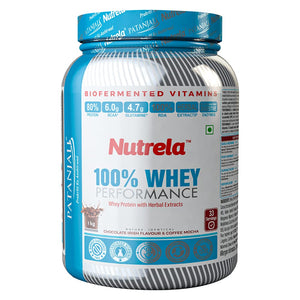 Patanjali Nutrela 100% Whey Performance Protien Powder Supplement with Biofermented Vitamins & Digestive Enzymes, Pre Post Workout - Chocolate Flavour