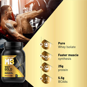 MuscleBlaze Whey Gold 100% Whey Protein Isolate – 1 kg (2.2 lb)